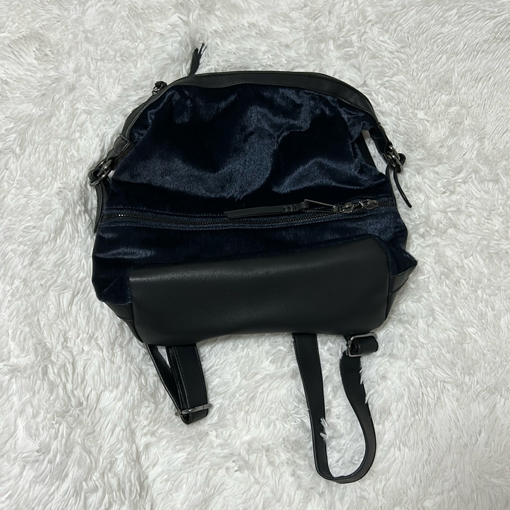 Jessica Simpson Blue Faux Fur Backpack